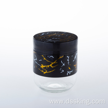 Black gold printing 6-Piece set 400ml jar glass food storage glass nuts kitchen food storage glass jar